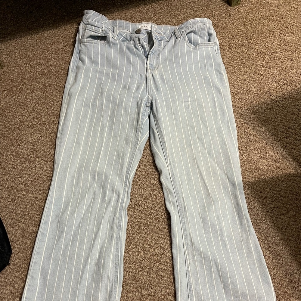 Cello cropped/flared jeans with white stripe